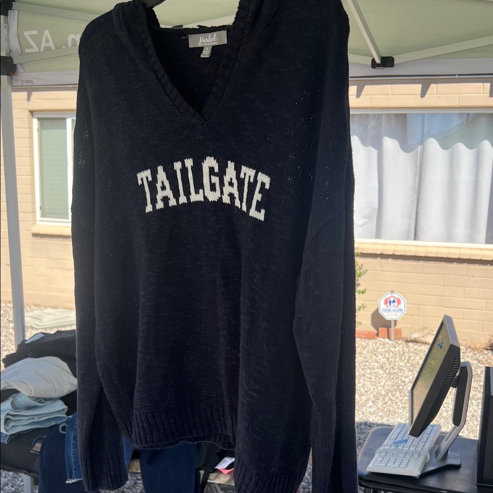 Navy V-Neck Tailgate Sweater